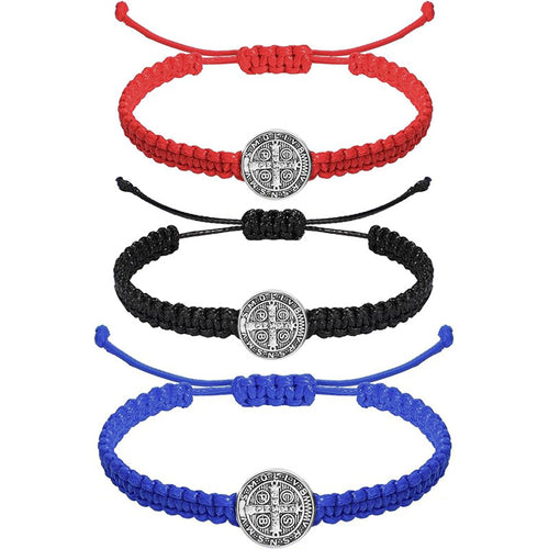 Adjustable Braided Cord Medallion Bracelet