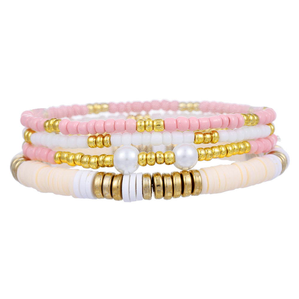 Heishi Seed Bead Stacking Bracelet Set - C4