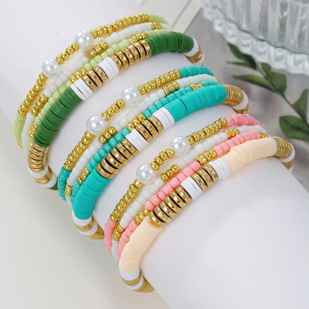 Heishi Seed Bead Stacking Bracelet Set - view 2