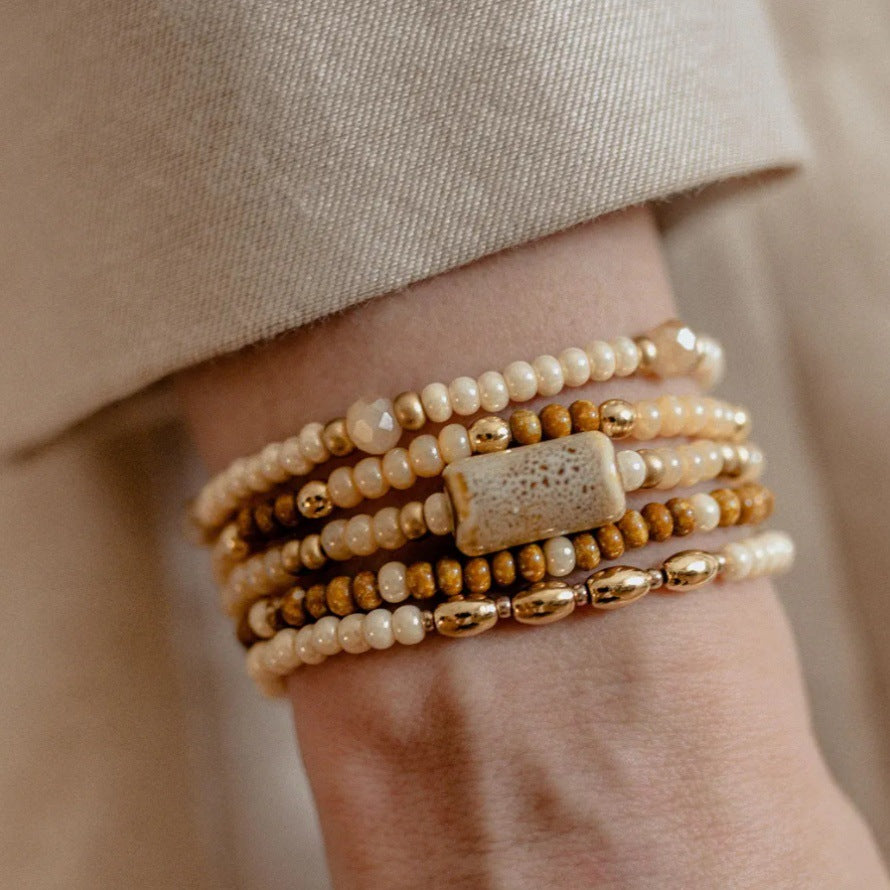 Heishi Seed Bead Stacking Bracelet Set - view 3