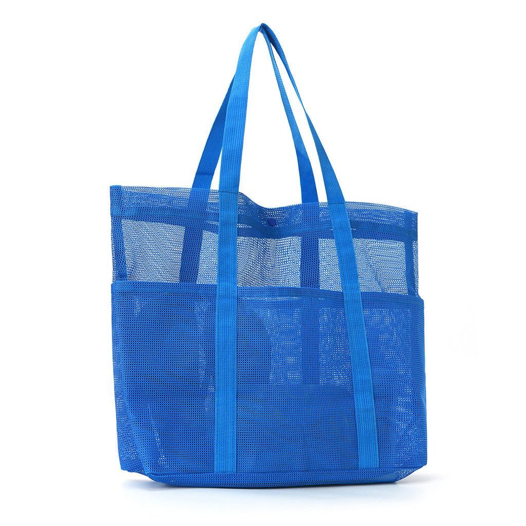 Breezy Oversized Mesh Beach Tote with Zip Pocket - Blue