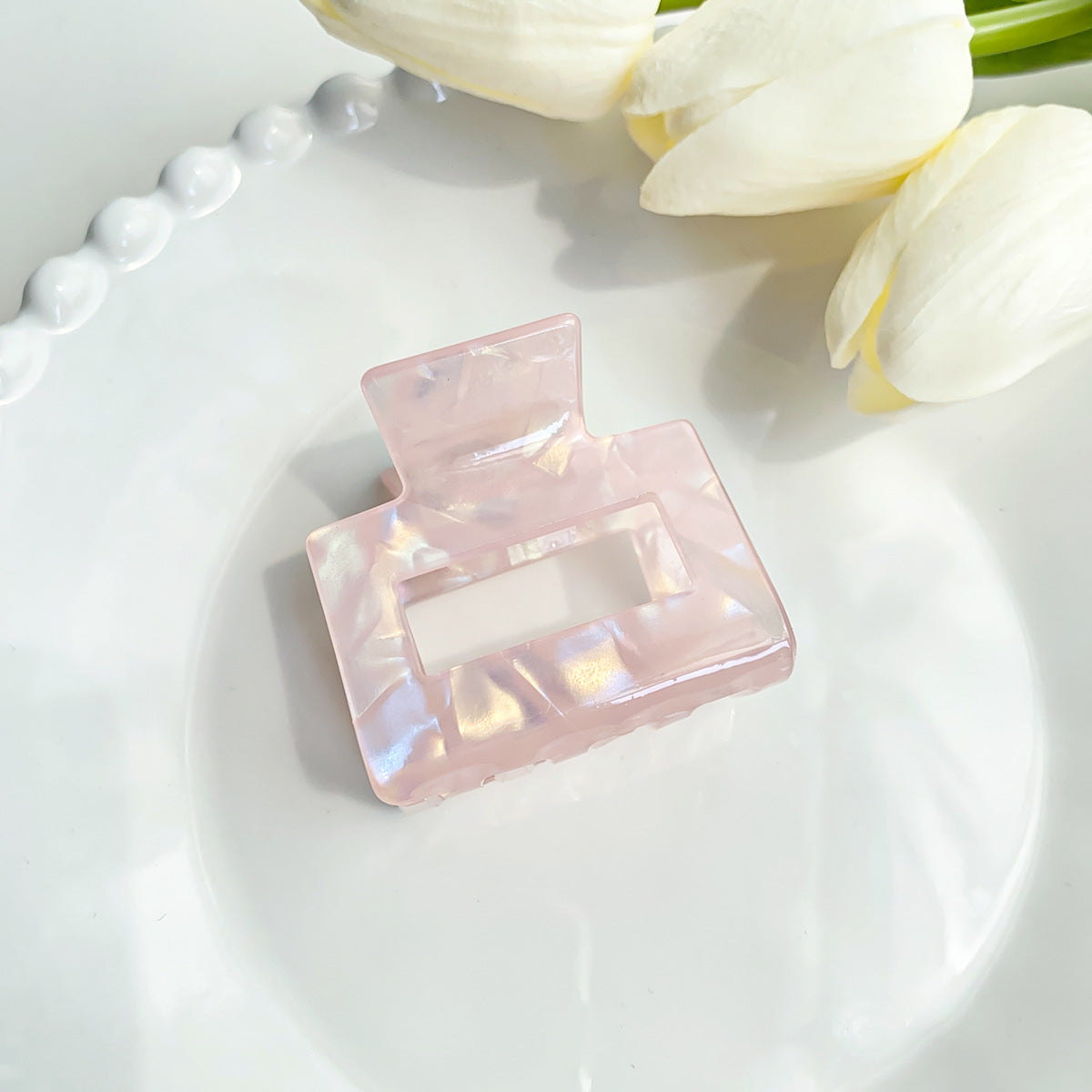 Shell Shimmer Small Rectangle Claw Clip - Pink