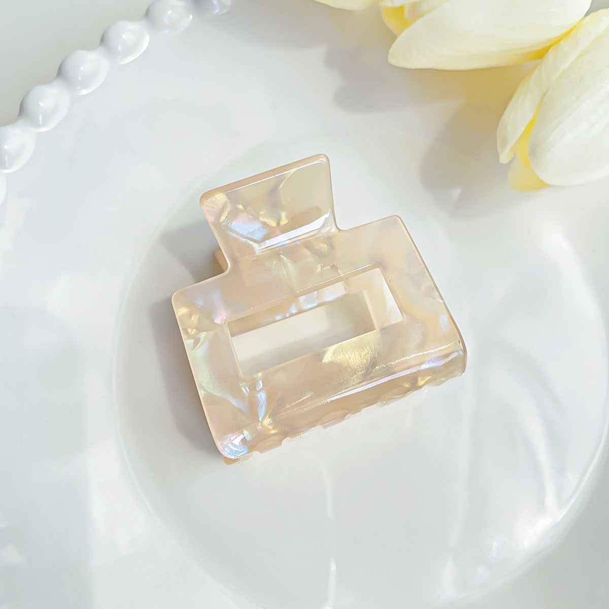 Shell Shimmer Small Rectangle Claw Clip - Yellow