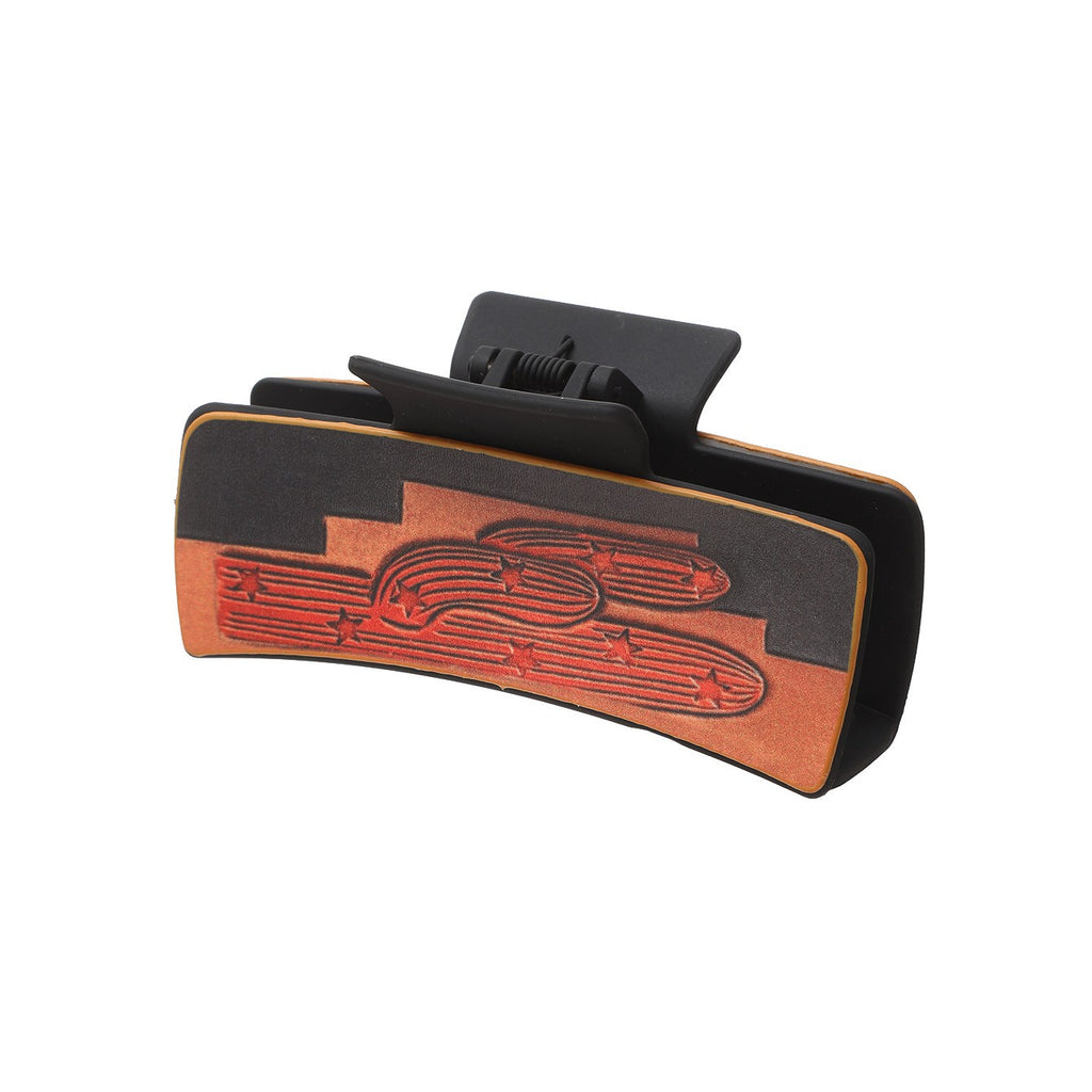 Western Print Rectangle Claw Hair Clip - C2