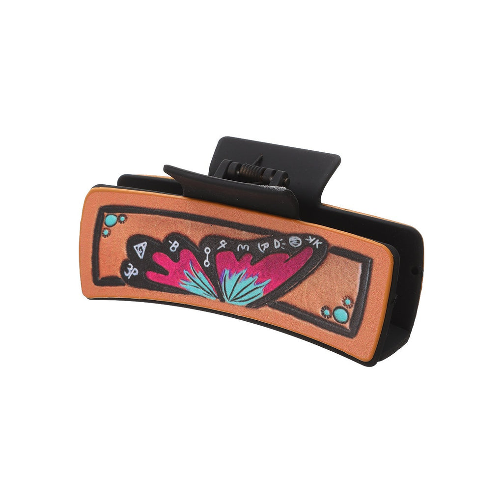 Western Print Rectangle Claw Hair Clip - C5