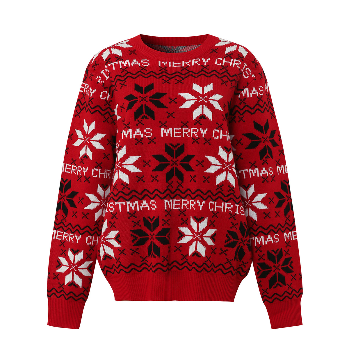 Nordic Star Snowflake Crewneck Sweater - Red