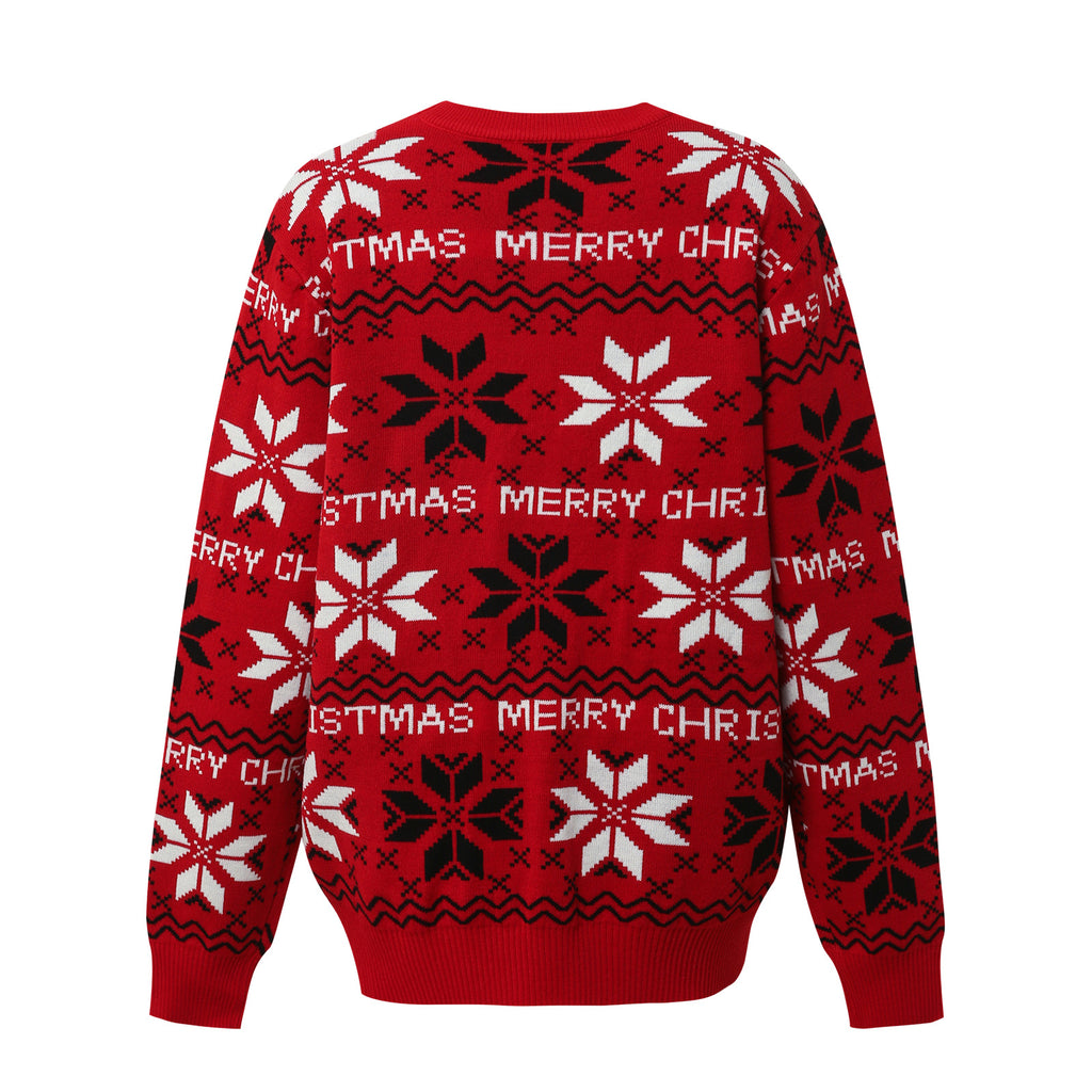 Nordic Star Snowflake Crewneck Sweater - Red - 1