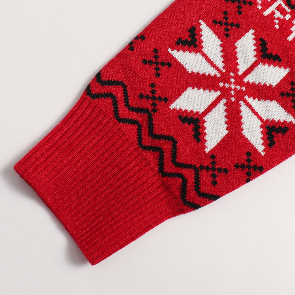 Nordic Star Snowflake Crewneck Sweater - Red - 3