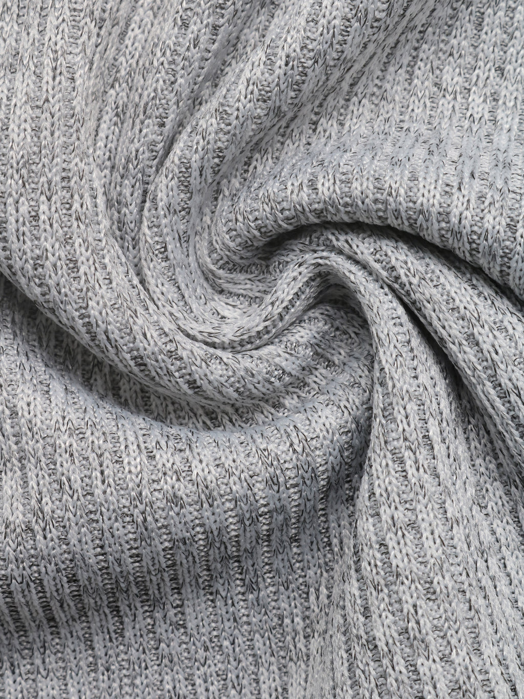 Lace Trim V Neck Ribbed Henley Long Sleeve Top - Grey - 1