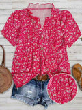 Fuchsia Floral Frill Neck Blouse - Fuchsia