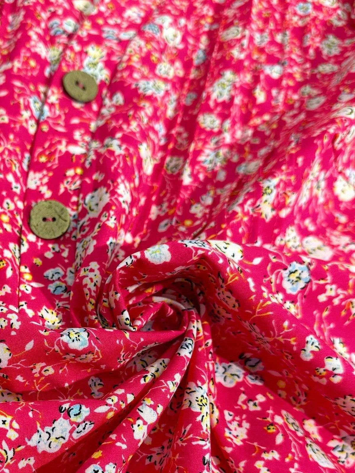 Fuchsia Floral Frill Neck Blouse - Fuchsia - 4