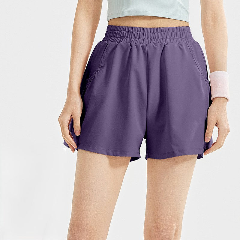 High Waist Athletic Running Shorts - Purple