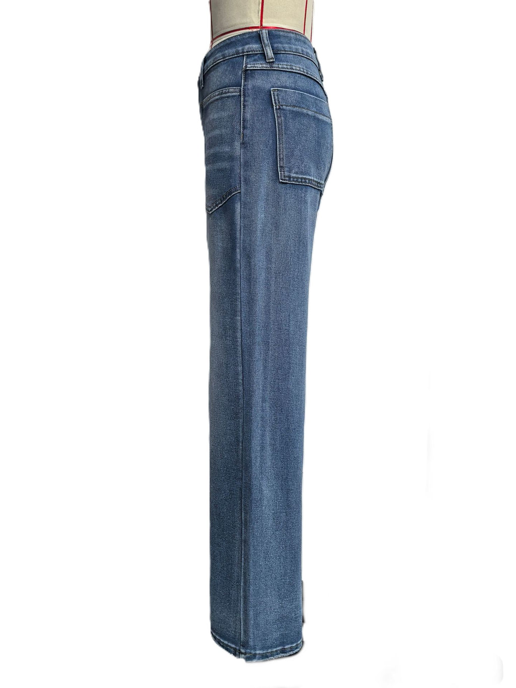 Vintage Wash High Rise Wide Leg Jeans - Blue - 1