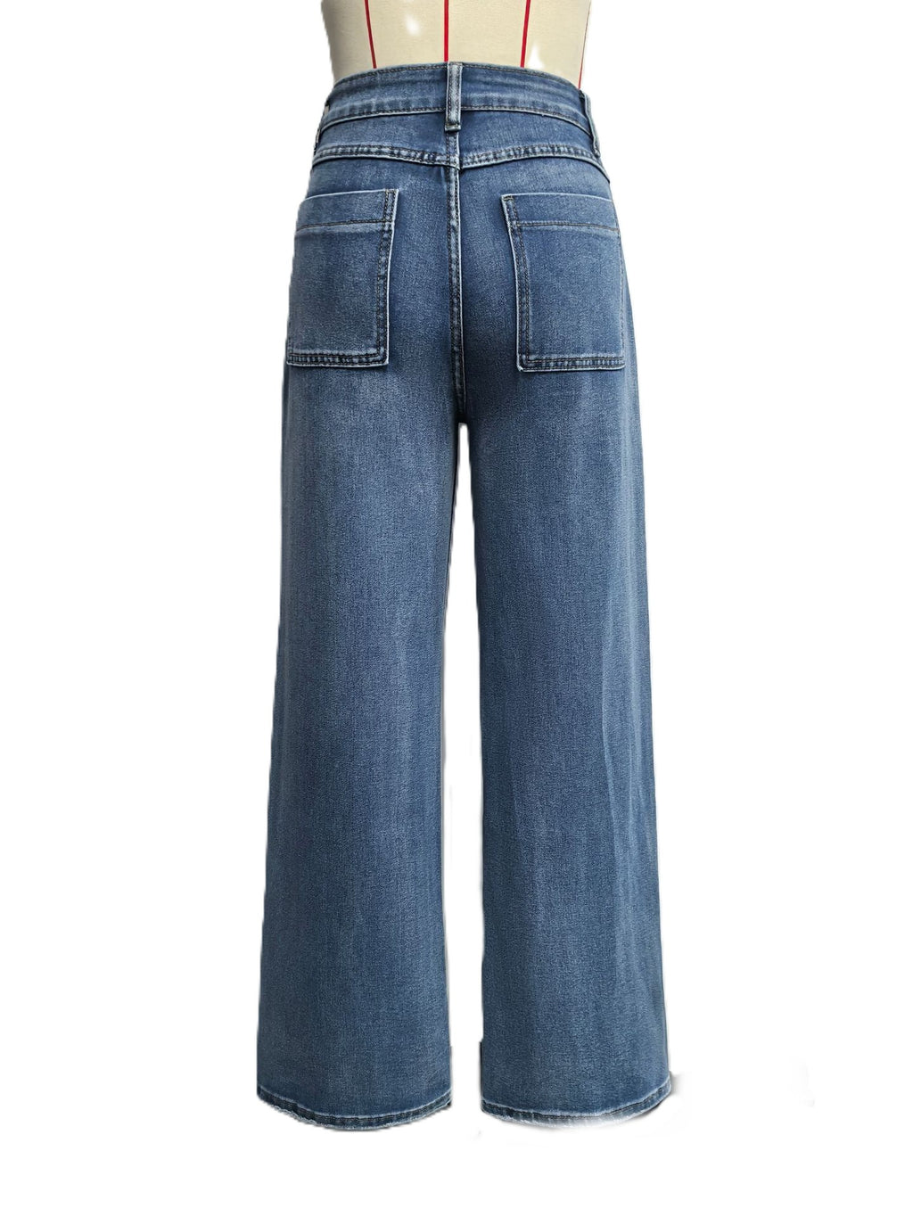 Vintage Wash High Rise Wide Leg Jeans - Blue - 2