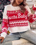 Santa Baby Slogan Fair Isle Knit Pullover - Red