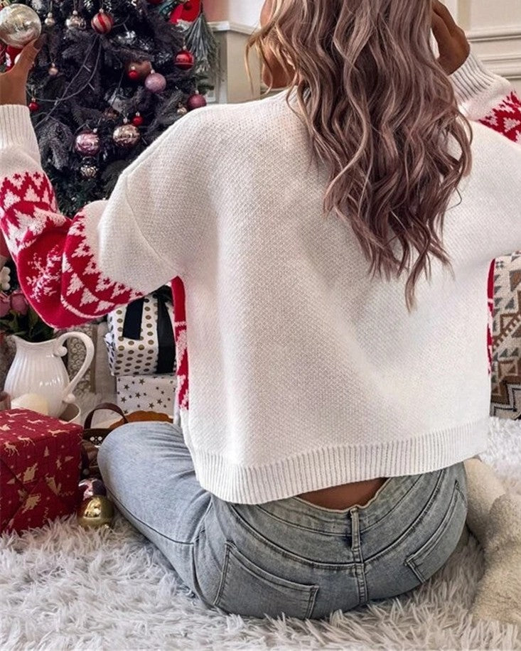 Santa Baby Slogan Fair Isle Knit Pullover - Red - 2