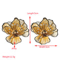 Layered Mesh Flower Statement Stud Earrings - Gold
