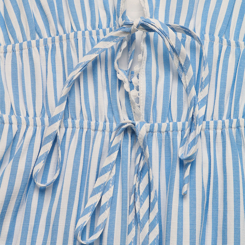 Striped Lace Up Mini Sundress - view 4