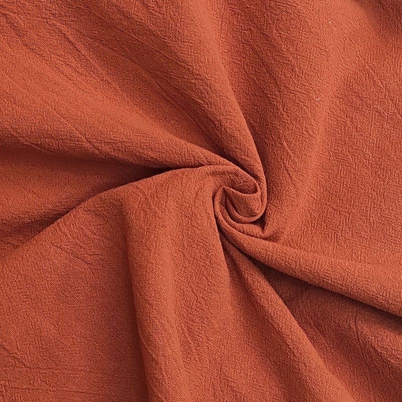 Crinkle Texture Button Front Peasant Blouse - Orange - 4