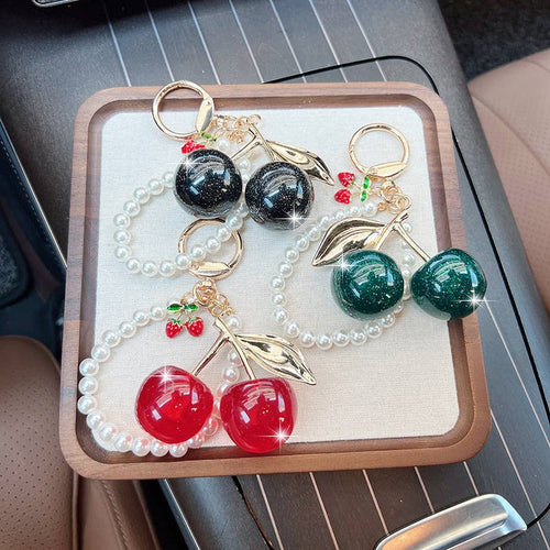 Acrylic Cherry Beaded Loop Keychain