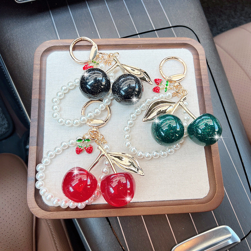 Acrylic Cherry Beaded Loop Keychain - view 1