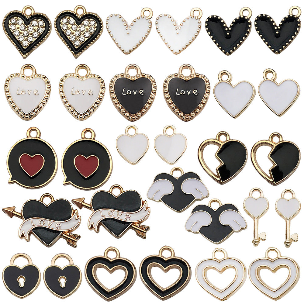 Enamel Heart Charm Bracelet Making Set - black