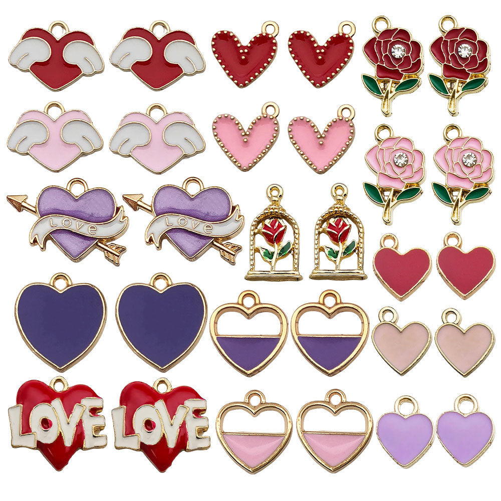 Enamel Heart Charm Bracelet Making Set - purple