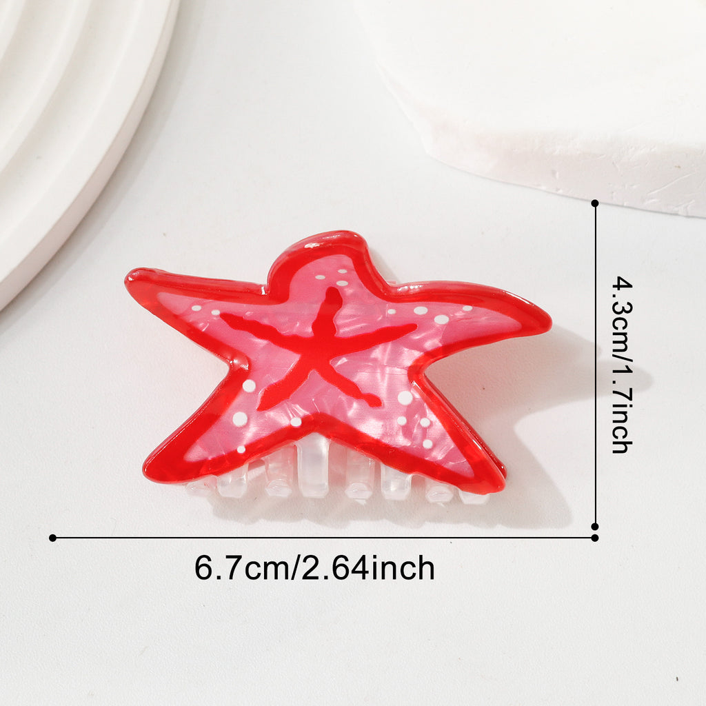 Sea Creature Hair Claw Clip Starfish Crab Turtle - RedStarfish