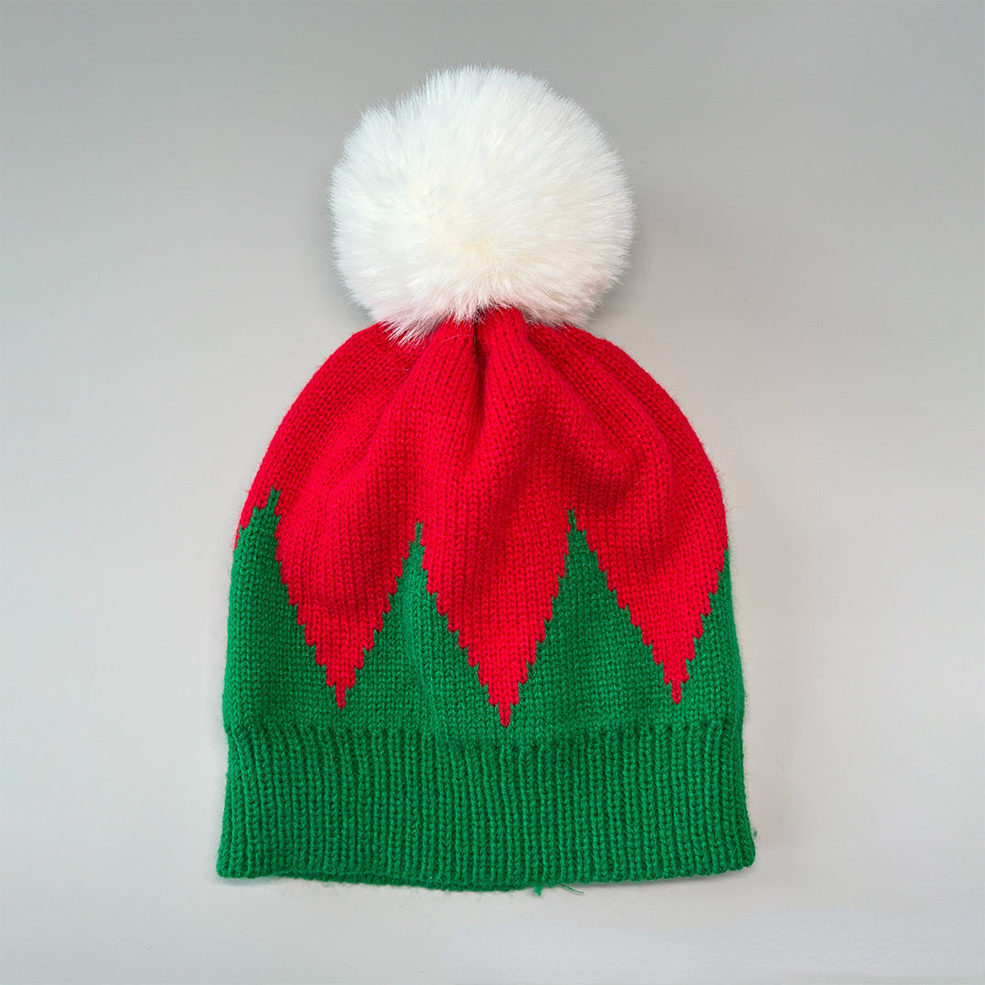 Cable Knit Pom Pom Christmas Beanie - TRed - 1