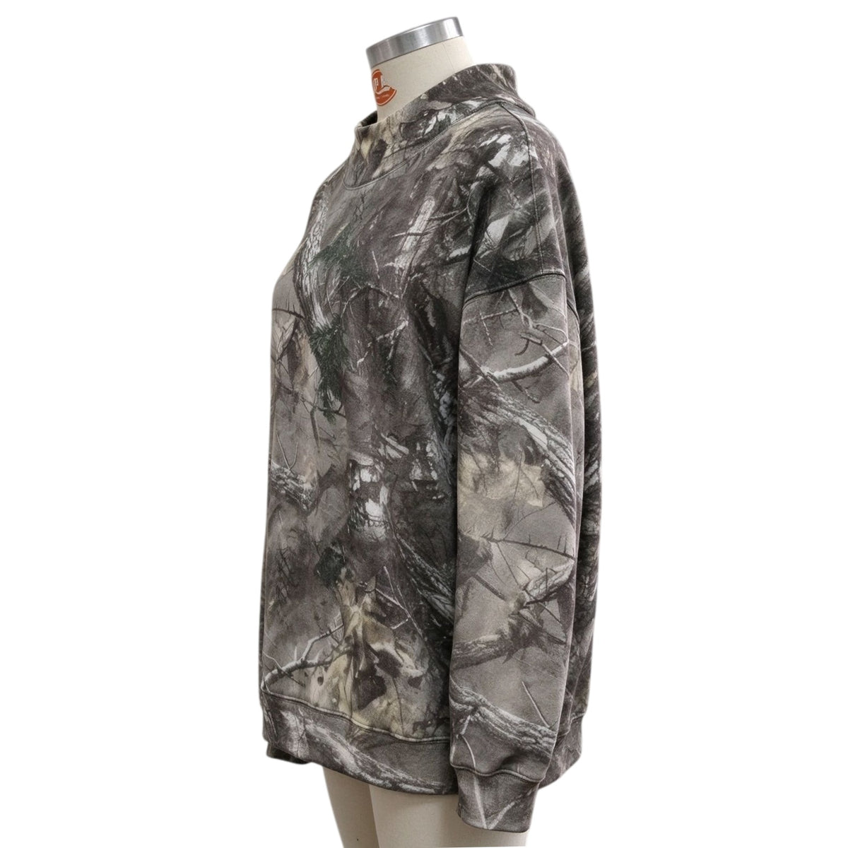 Camo Tree Branch Print Mock Neck Oversized Sweatshirt - Camo - 2