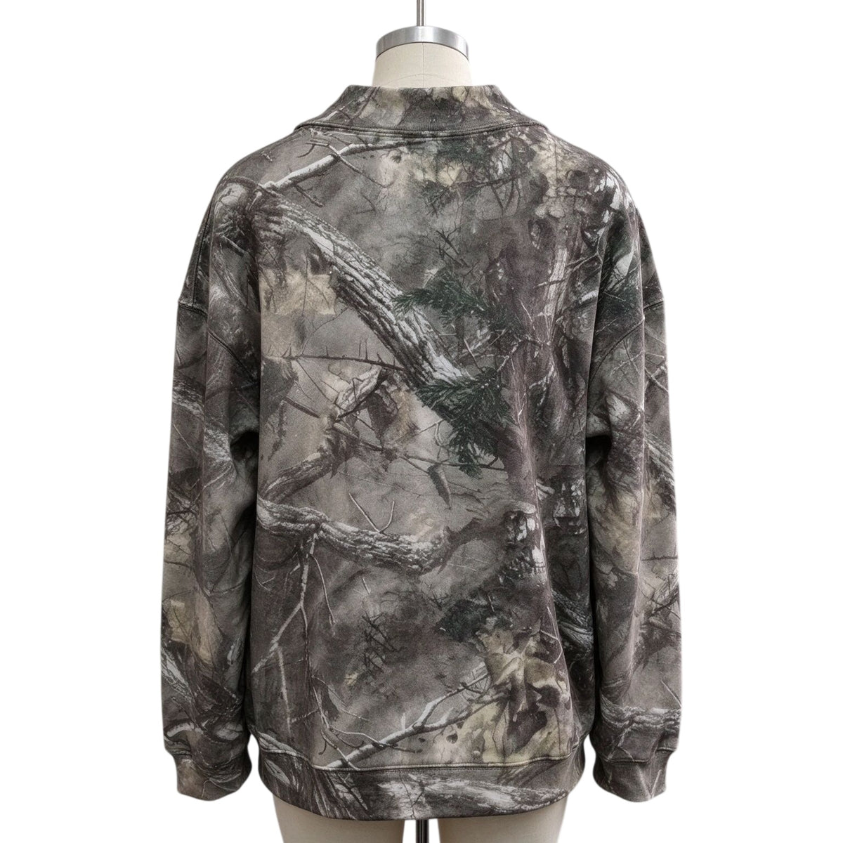Camo Tree Branch Print Mock Neck Oversized Sweatshirt - Camo - 3