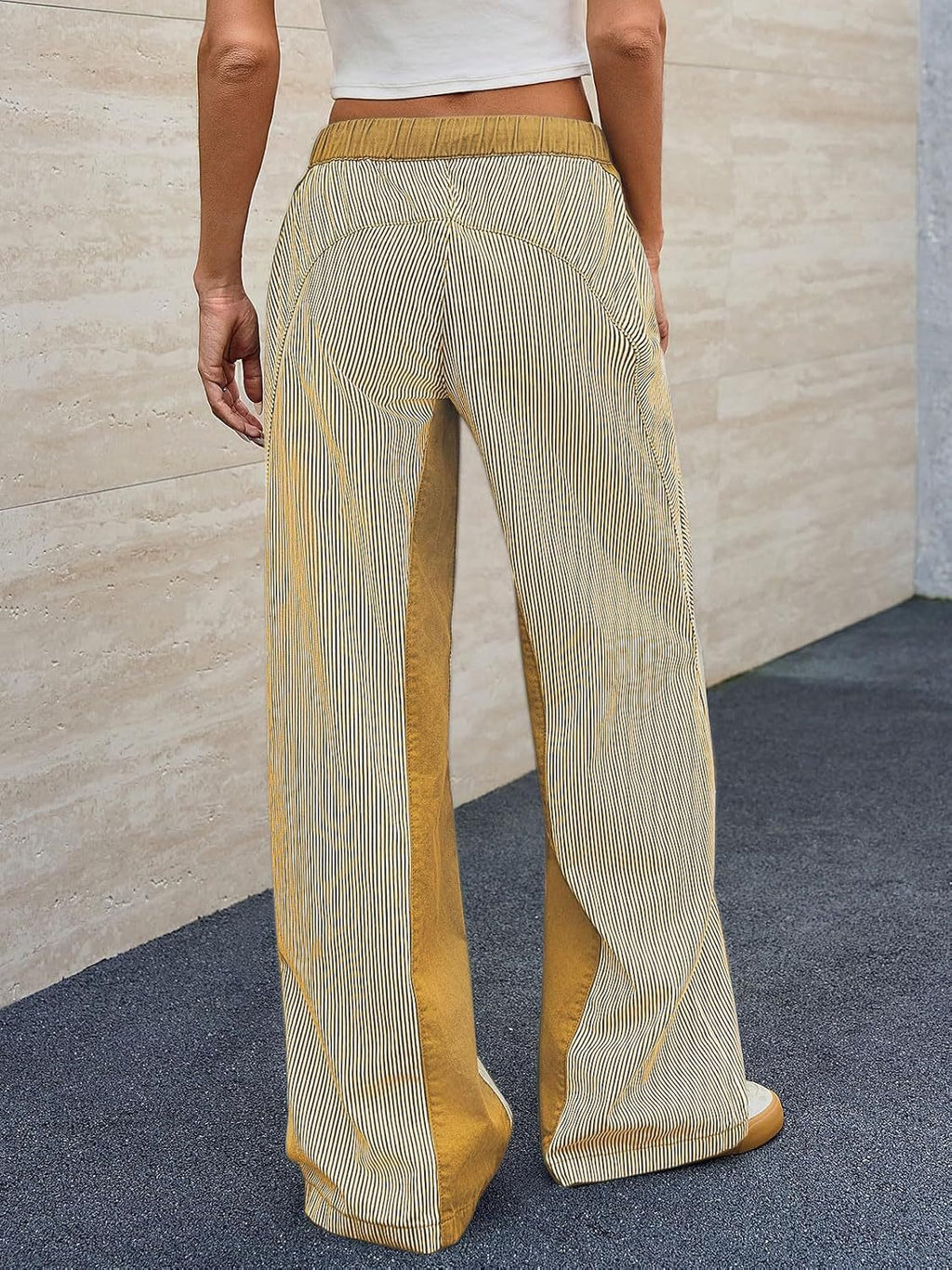 Pinstripe Drawstring Wide Leg Lounge Pants - view 1