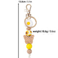 Wood Butterfly Charm Beaded Keychain Wristlet - Yellow-2