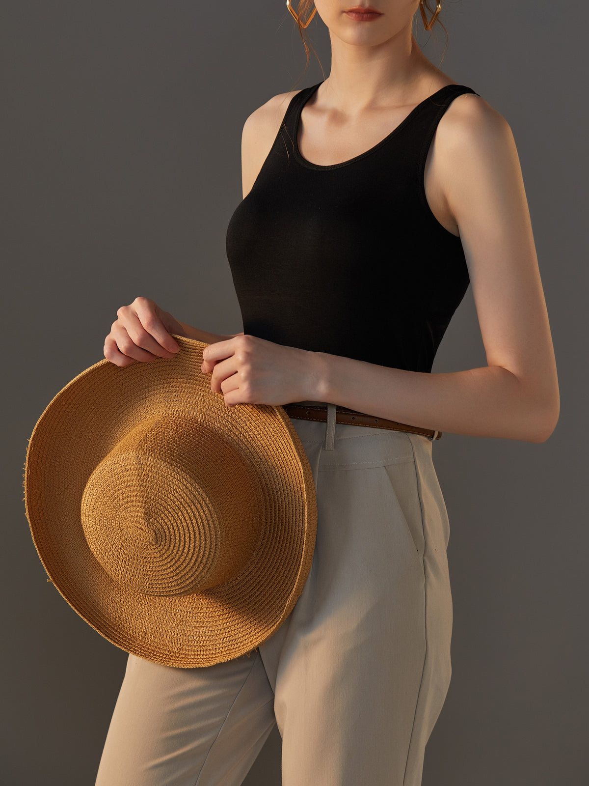 Scoop Neck Modal Tank With Built In Bra - Black - 2