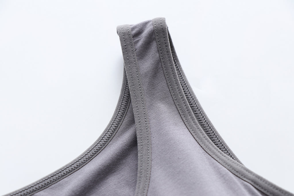 Scoop Neck Modal Tank With Built In Bra - Gray - 4