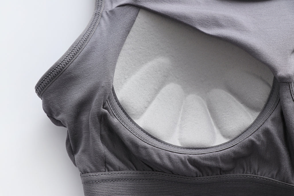 Scoop Neck Modal Tank With Built In Bra - Gray - 9