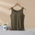 Scoop Neck Modal Tank With Built In Bra - Olive