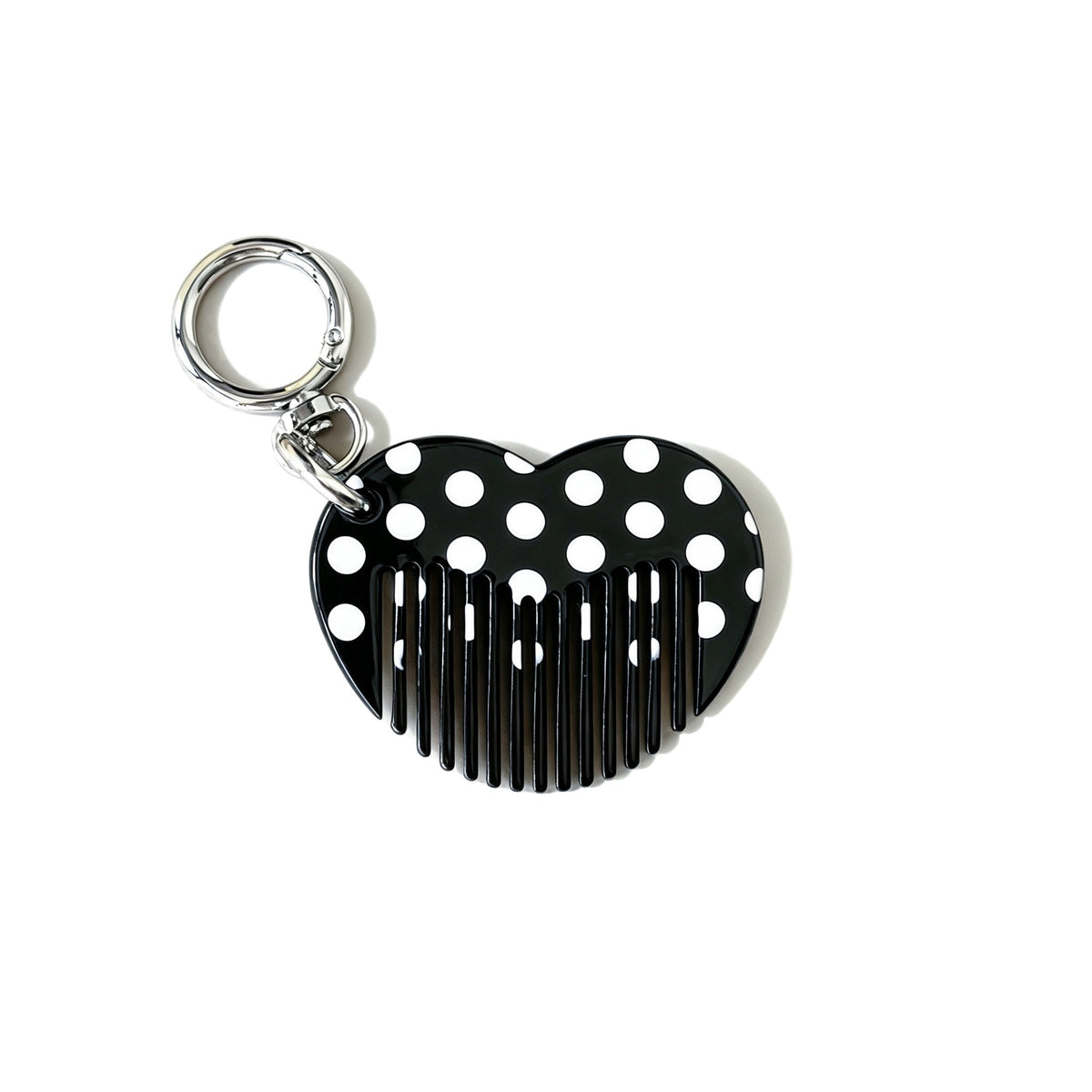 Patterned Heart Mini Comb Keychain Charm - PolkaDots
