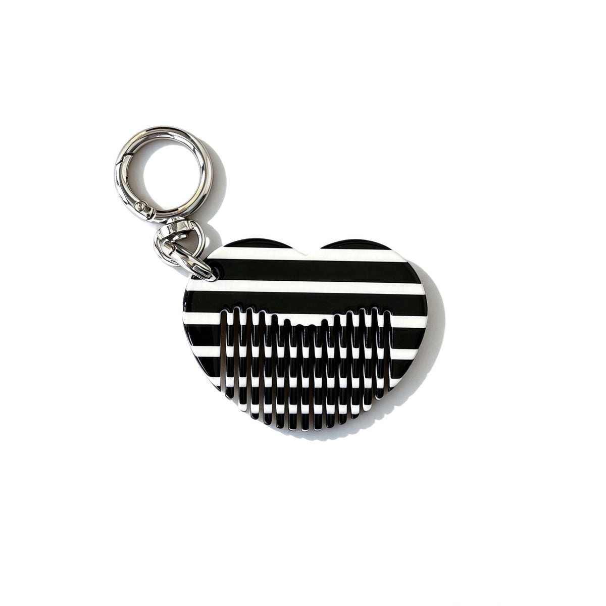 Patterned Heart Mini Comb Keychain Charm - Stripe
