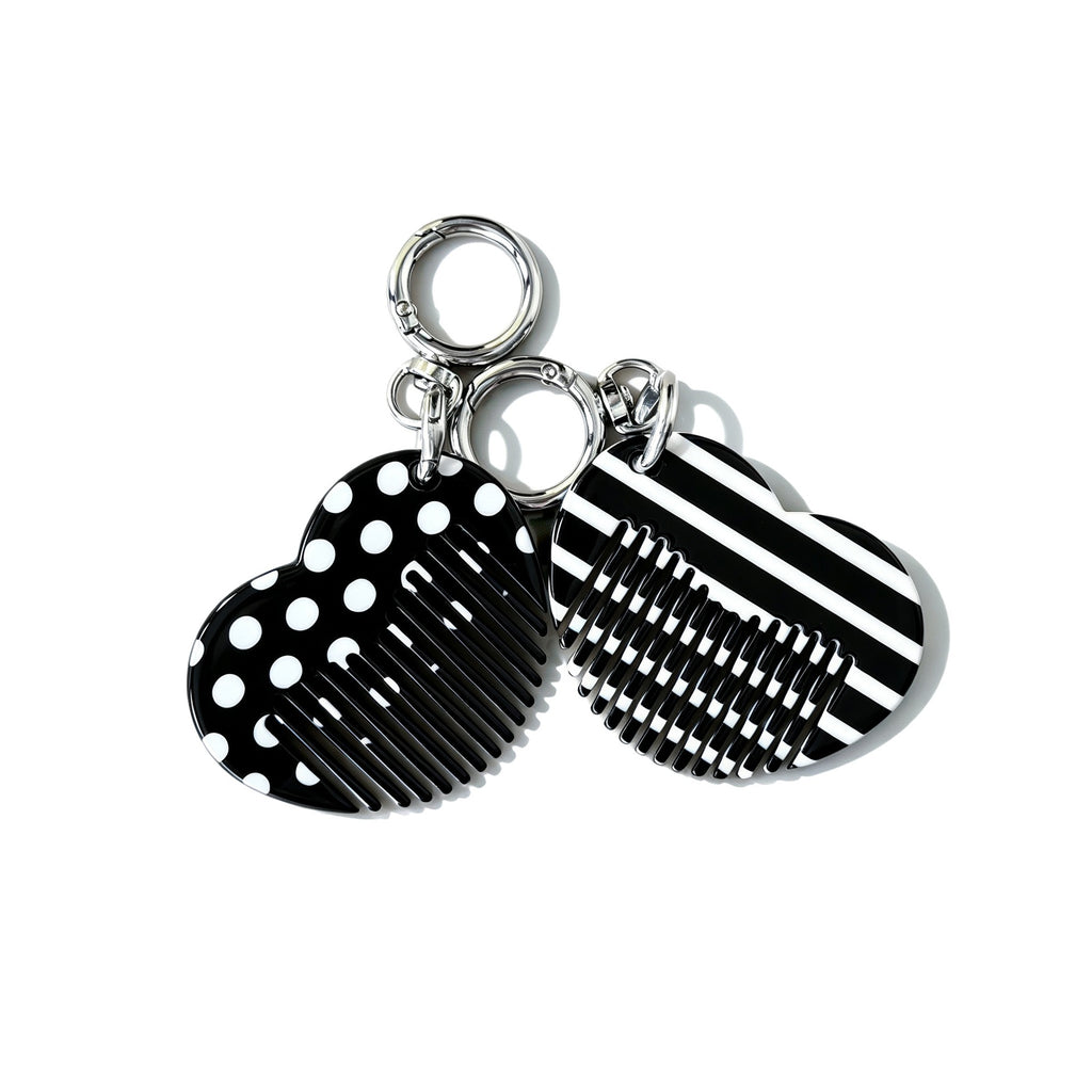 Patterned Heart Mini Comb Keychain Charm