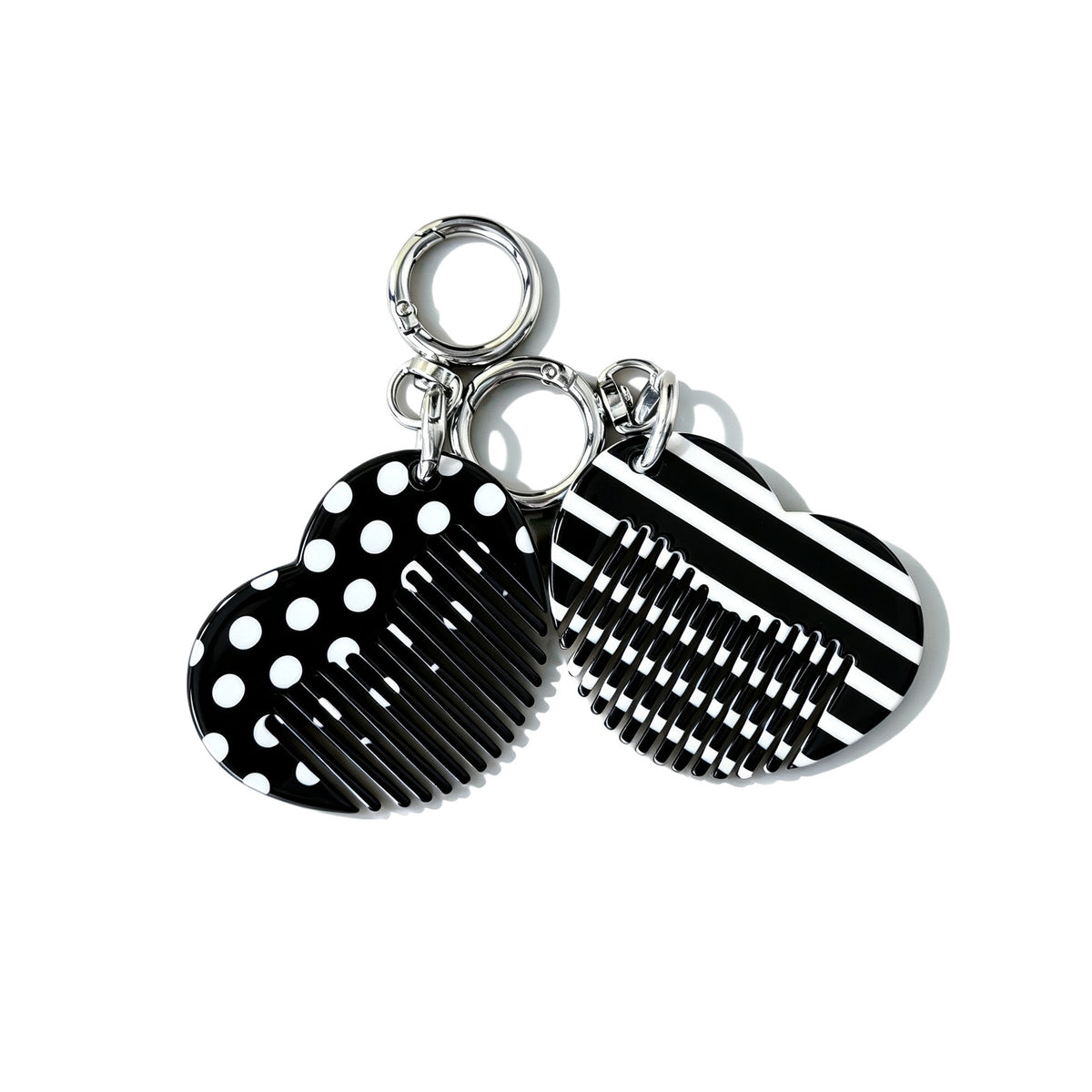 Patterned Heart Mini Comb Keychain Charm