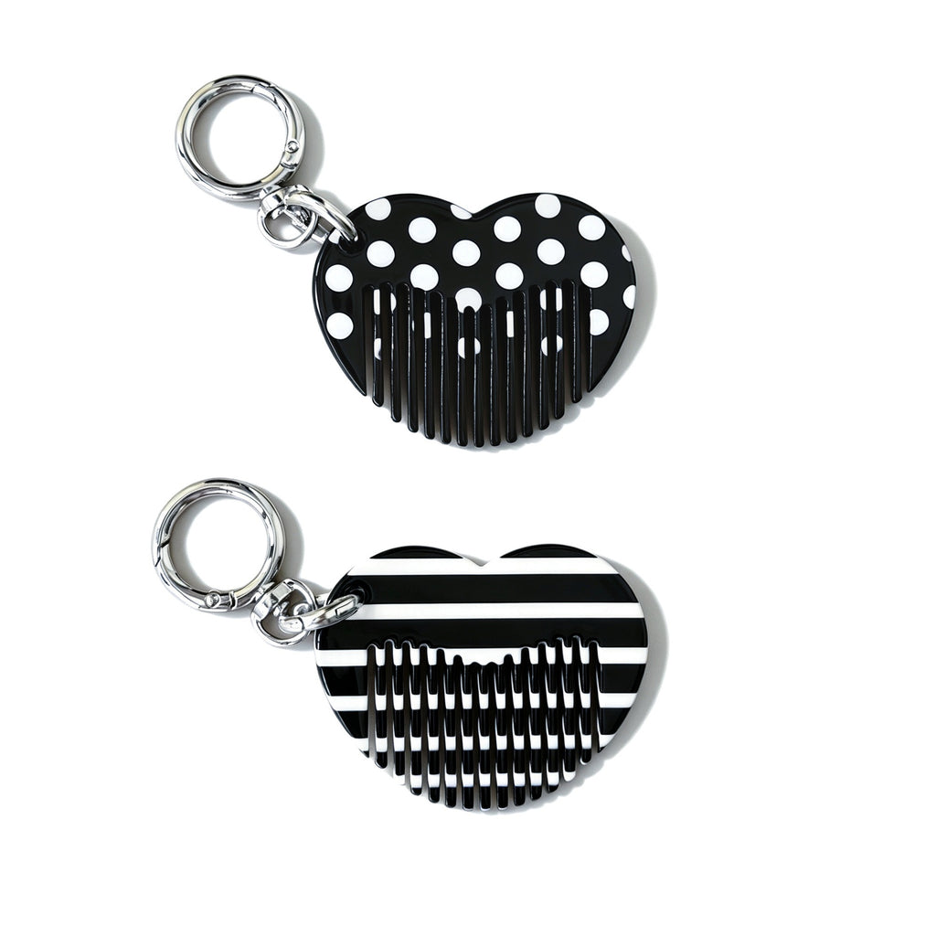 Patterned Heart Mini Comb Keychain Charm - view 1