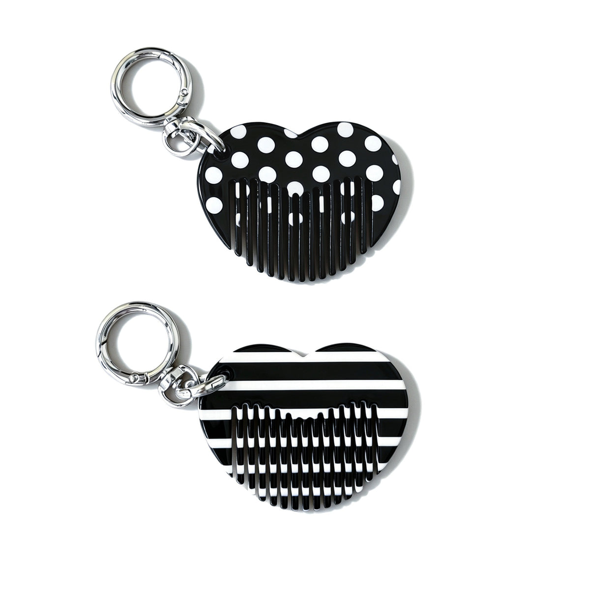Patterned Heart Mini Comb Keychain Charm - view 1