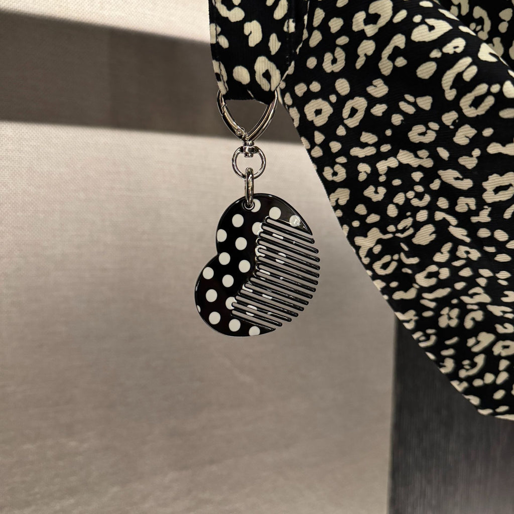 Patterned Heart Mini Comb Keychain Charm - view 2