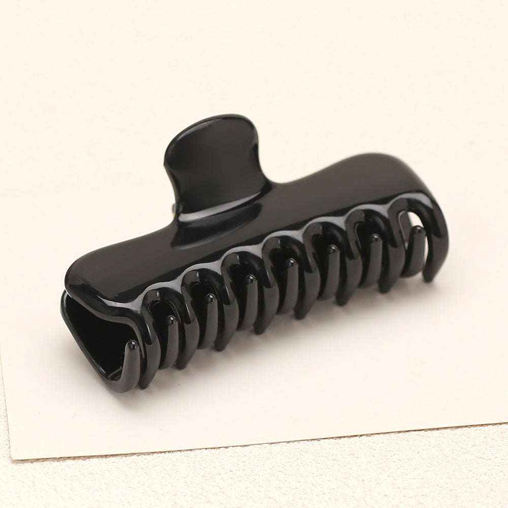 Minimalist Rectangle Claw Hair Clip for Easy Updos - Black