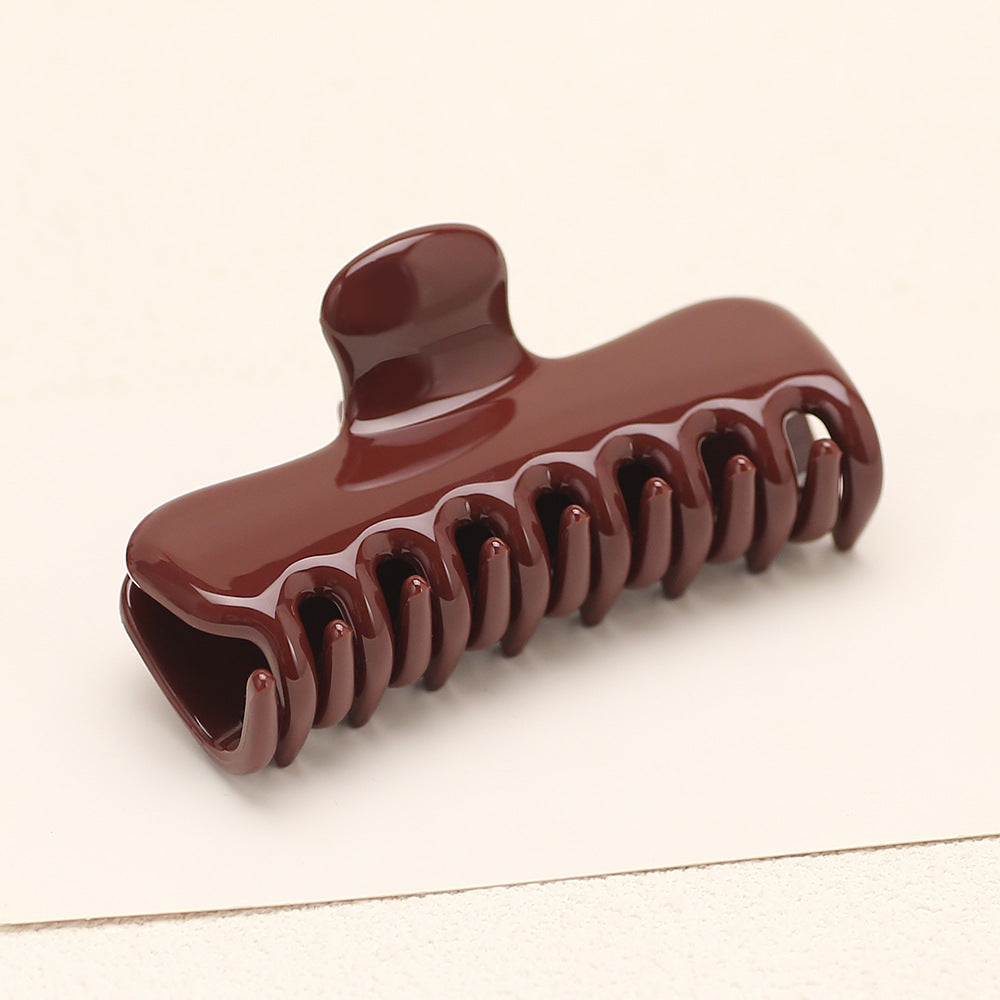 Minimalist Rectangle Claw Hair Clip for Easy Updos - Deep_Red
