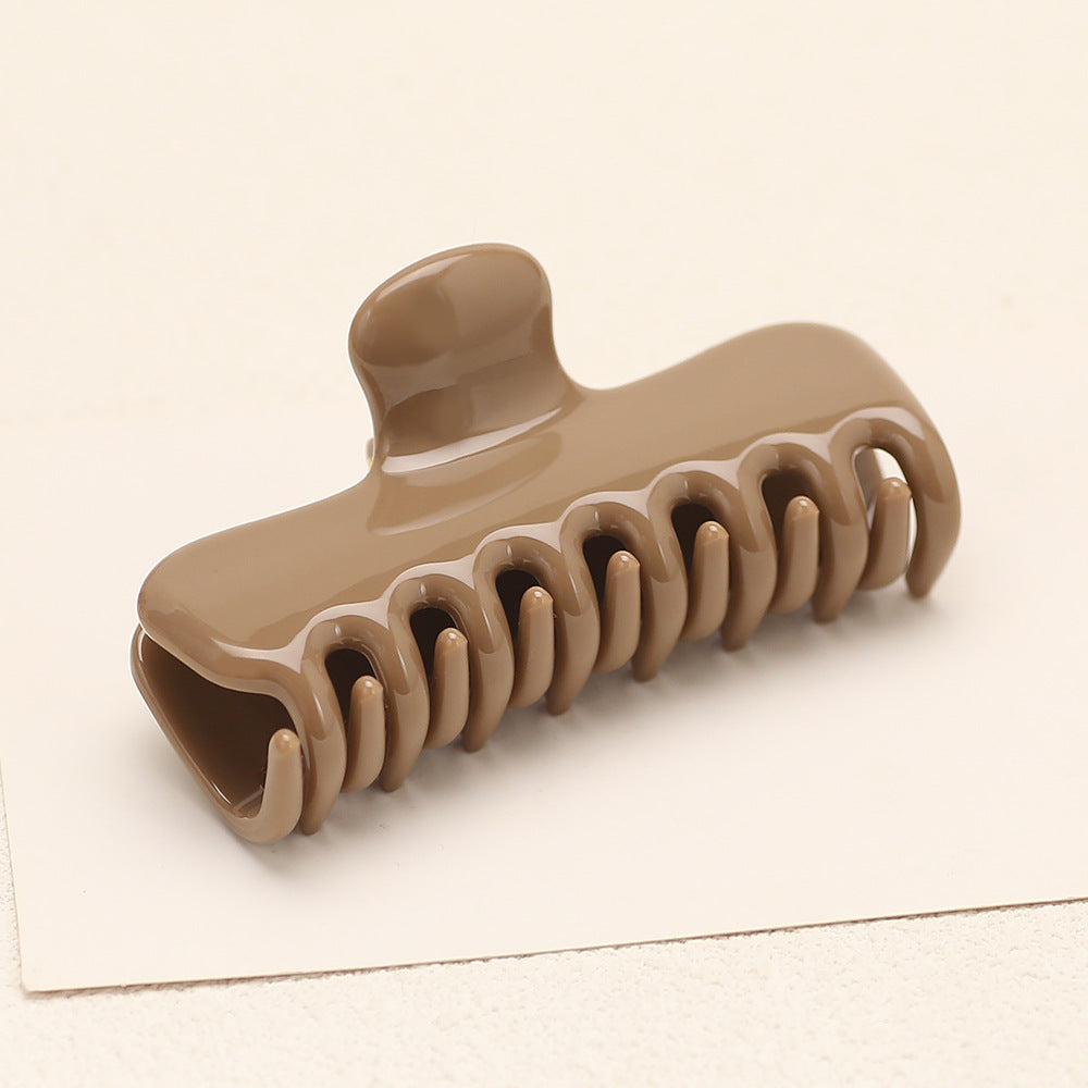 Minimalist Rectangle Claw Hair Clip for Easy Updos - Light_Brown