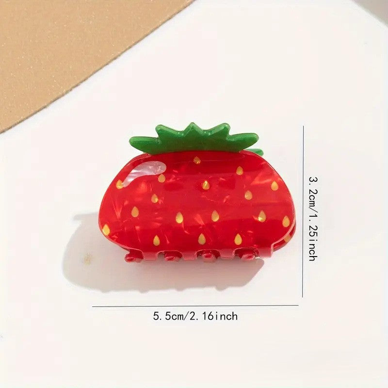 Fruit Shaped Acrylic Hair Claw Clips - Strawberry
