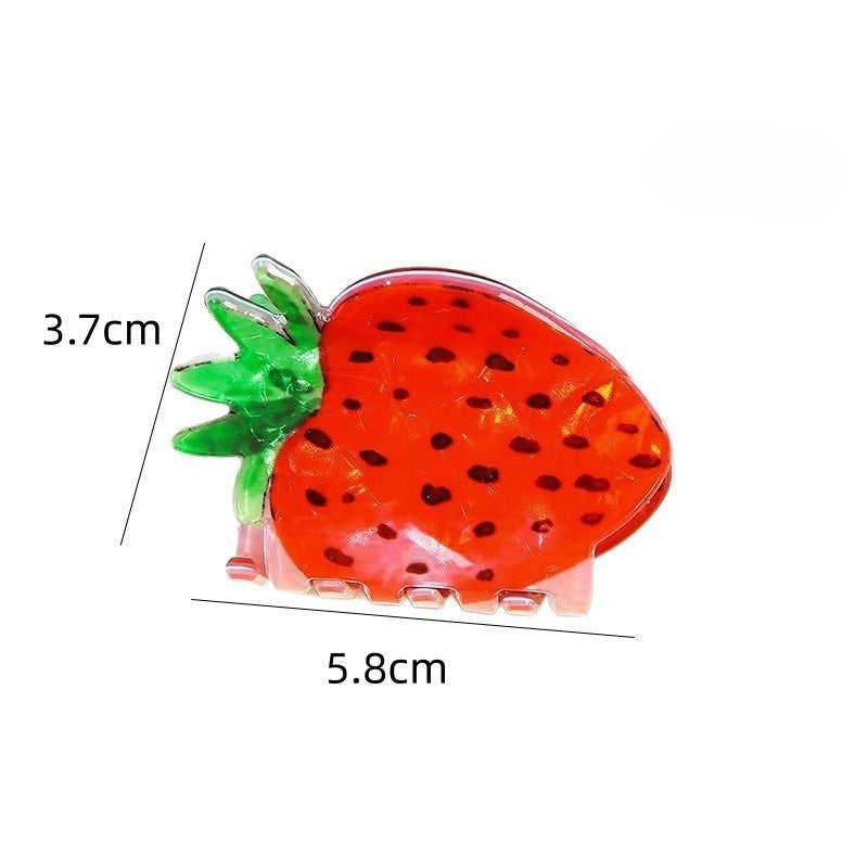 Fruit Shaped Acrylic Hair Claw Clips - Strawberry01