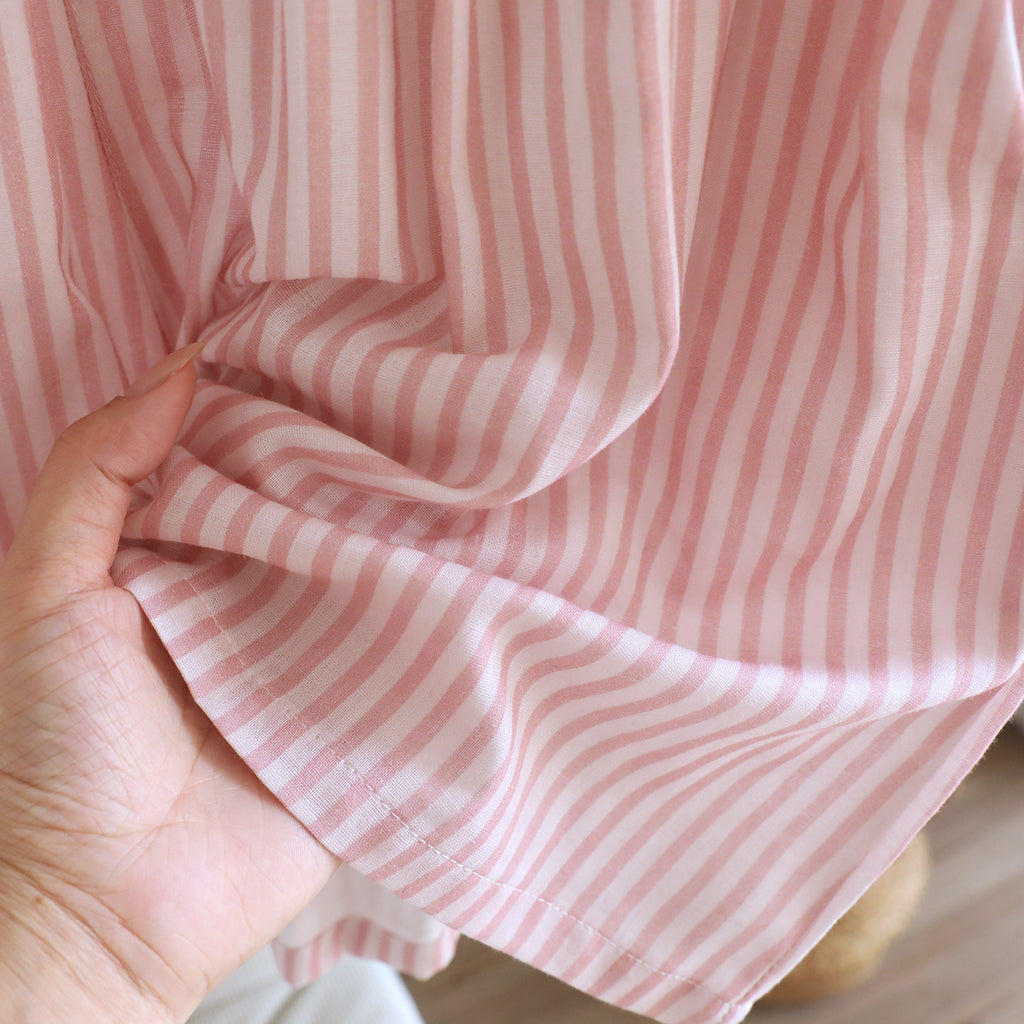 Striped Tie Neck Tank And Shorts Lounge Set - Pink - 15